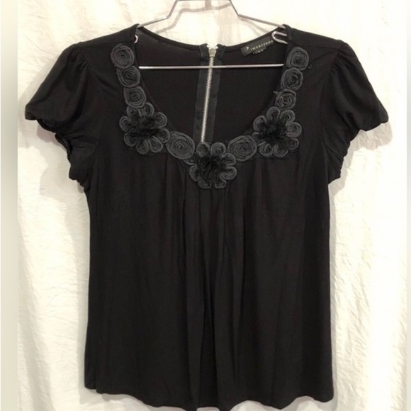 TWENTYONE women’s black floral neckline blouse size S preloved condition - Picture 2 of 11